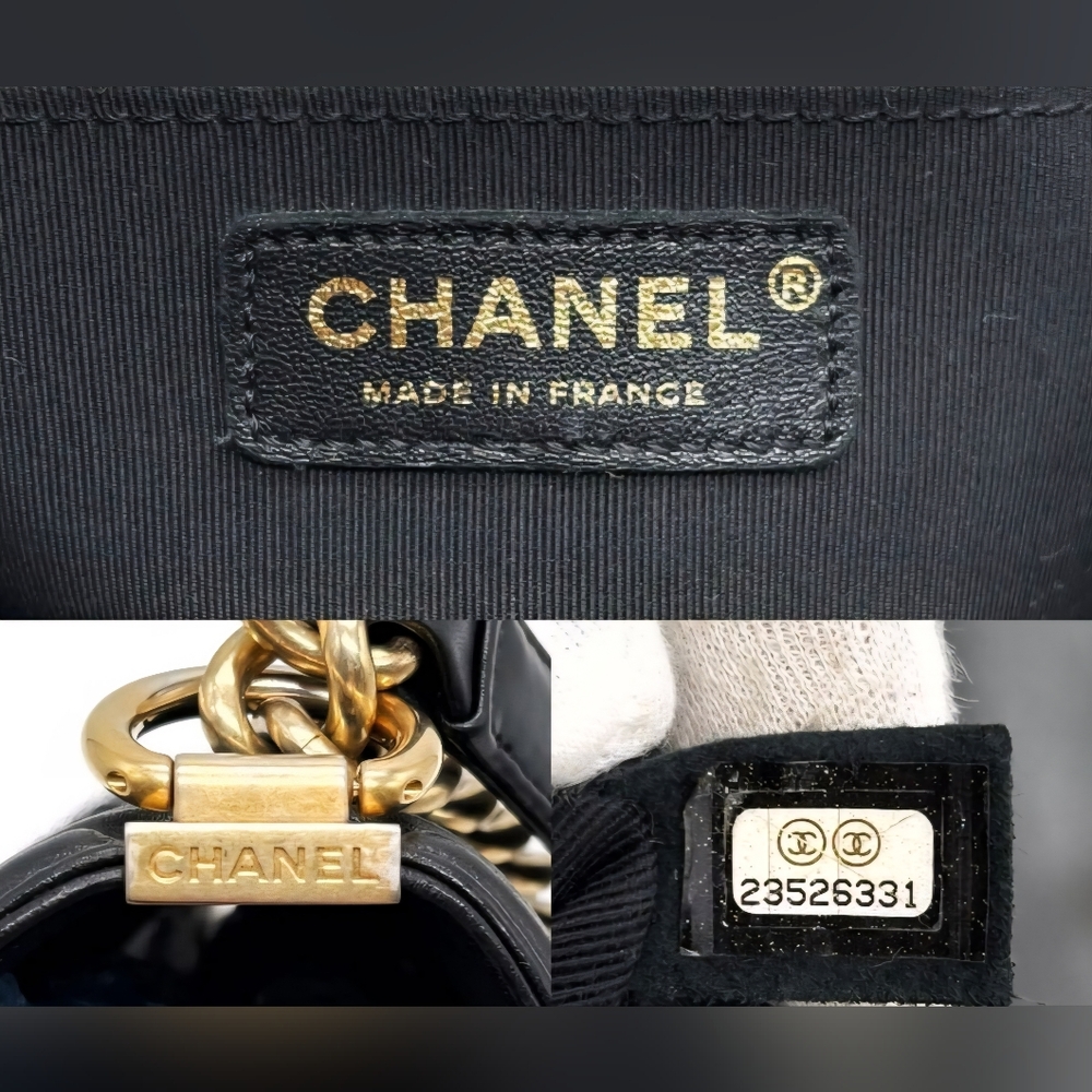 Chanel Black Lambskin Metallic Tweed Embroidered Medium Boy Bag - Picture 13 of 14